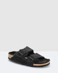 Birkenstock Arizona Black Suede Leather/Shearling Narrow
