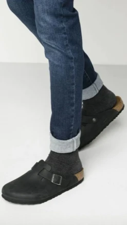 Birkenstock Boston Black Oiled Leather Narrow