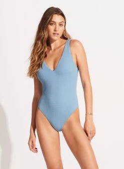 Seafolly Sea Dive Deep V-Neck One Piece