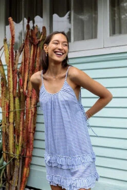 Sunseeker Summer Stripe Ruffle Hem Dress