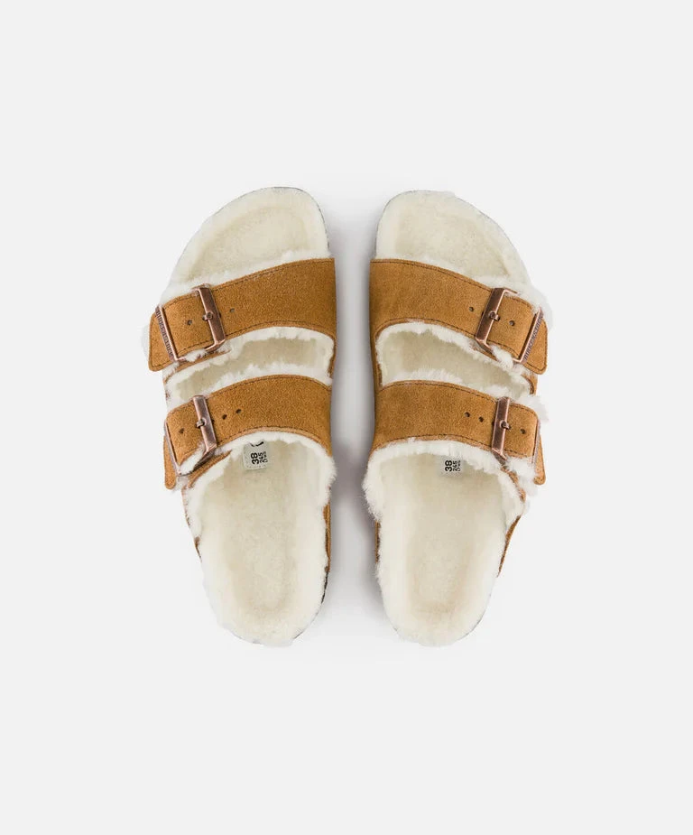 Birkenstock Arizona Mink Suede Leather/Shearling Narrow - Image 2