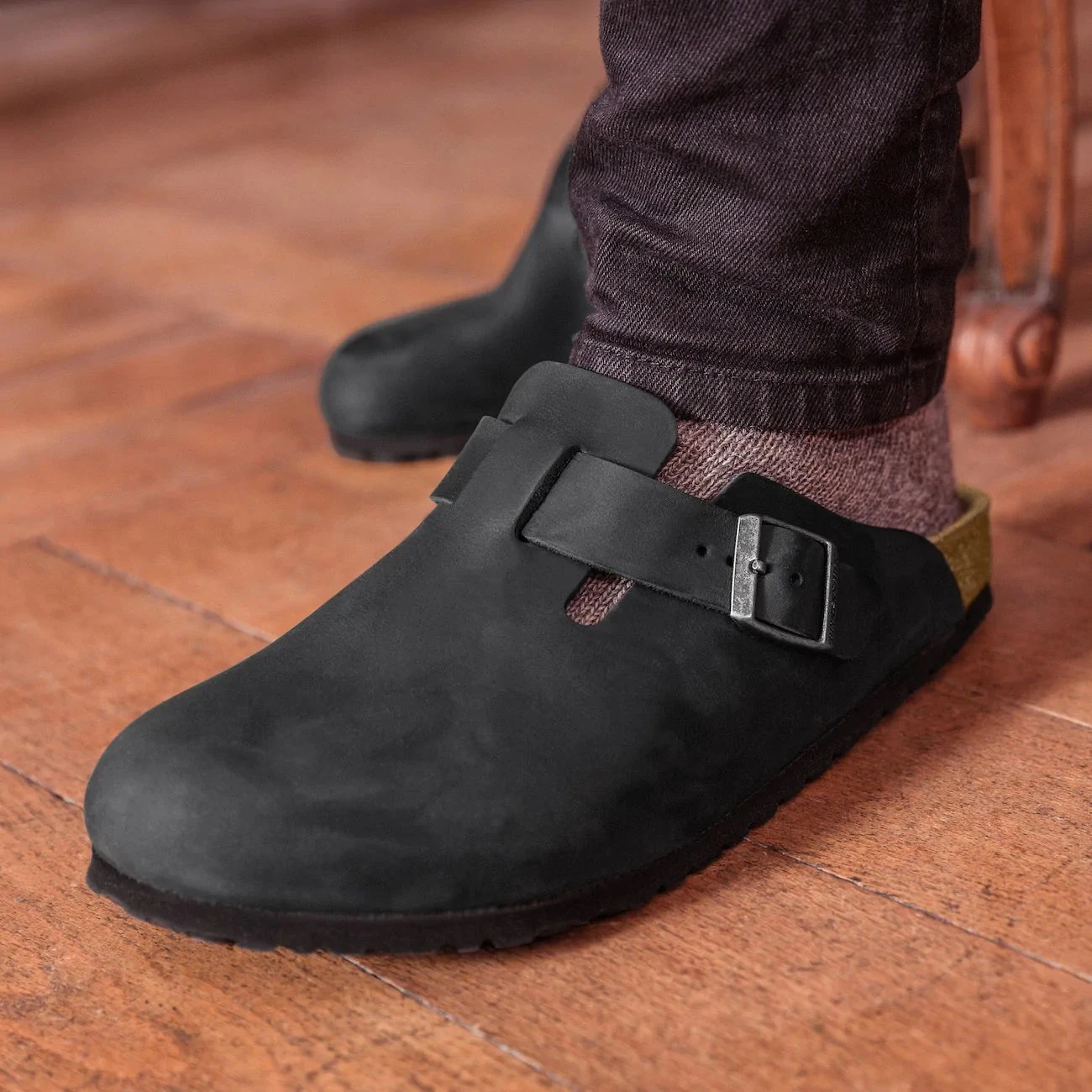 Birkenstock Boston Black Oiled Leather Narrow - Image 4