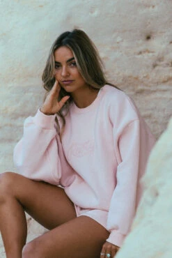 Rusty Script Oversize Crew Neck Fleece