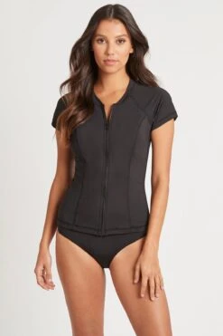 Sea Level Essentials Short Sleeve Rash Vest Full Zipper