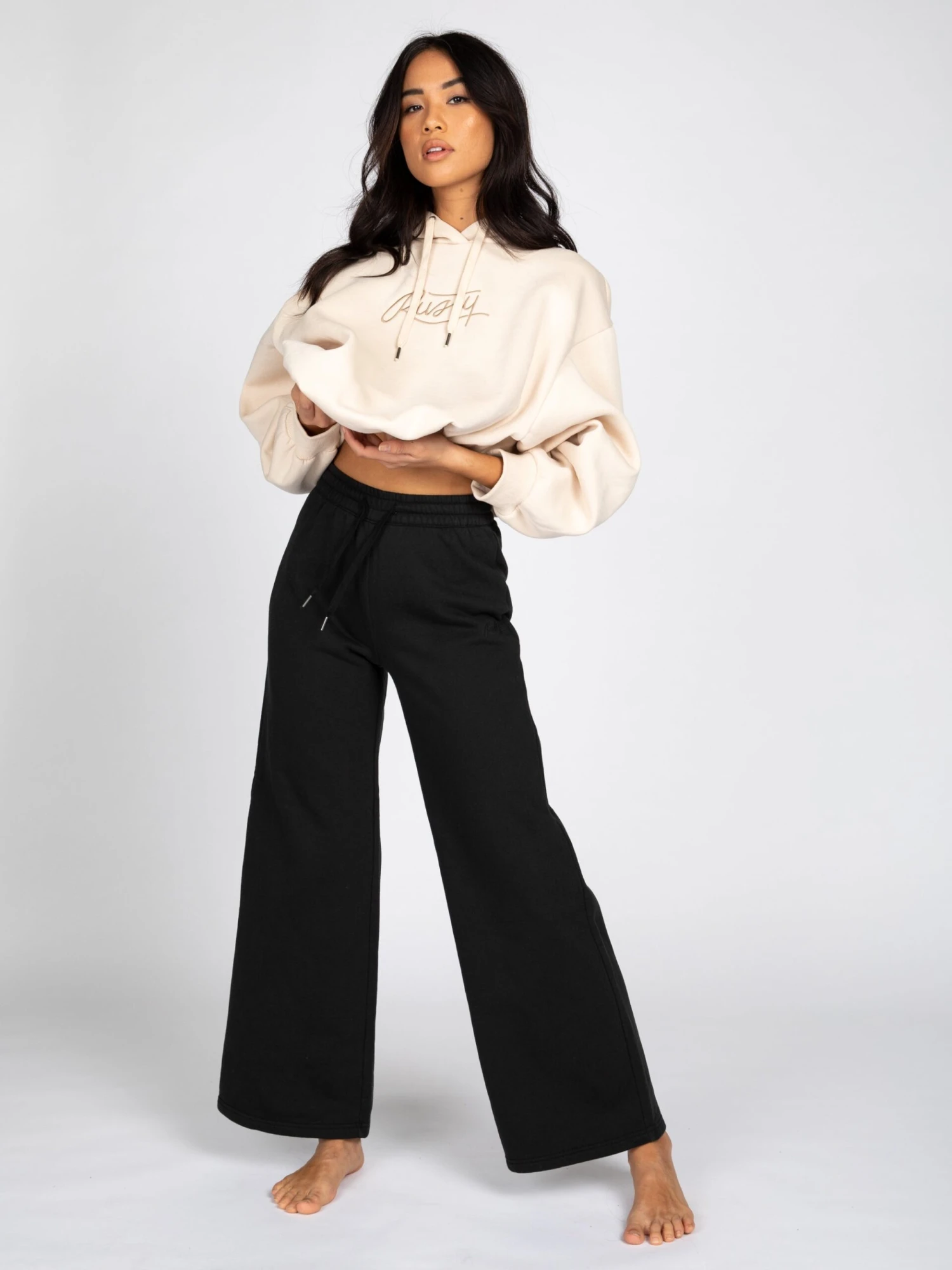 Rusty Script Wide Leg Fleece Pant