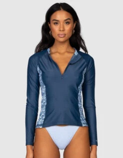 Rusty Tropical 1/2 Zip Long Sleeve Rashie